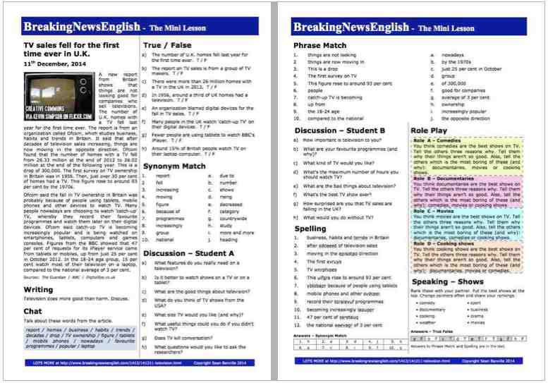 A 2-Page Mini-Lesson - Television