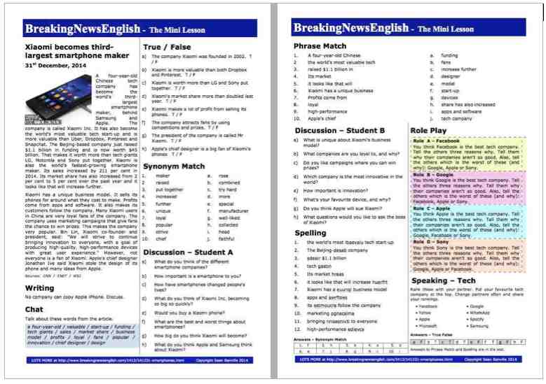 A 2-Page Mini-Lesson - Smartphones