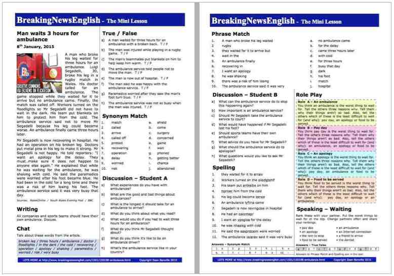 A 2-Page Mini-Lesson - Ambulance