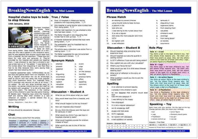 A 2-Page Mini-Lesson - Toys