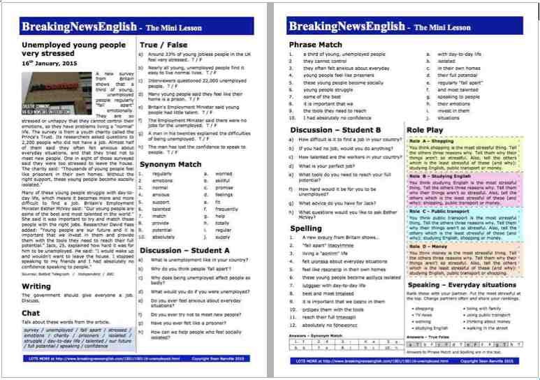 A 2-Page Mini-Lesson - Unemployed