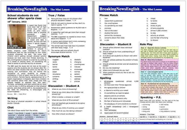 A 2-Page Mini-Lesson - Showering