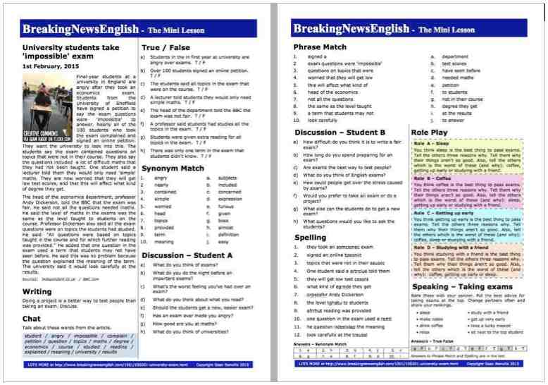 A 2-Page Mini-Lesson - University Exams