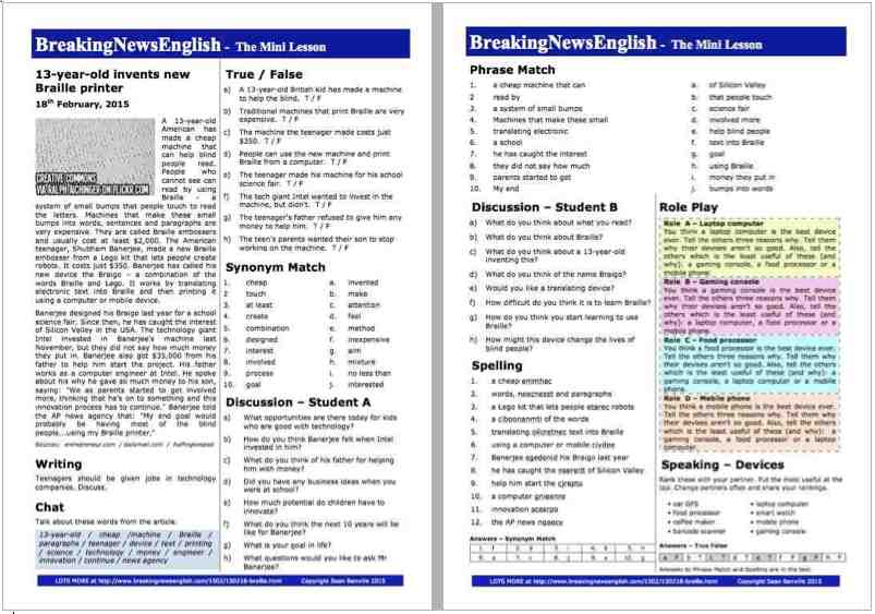 A 2-Page Mini-Lesson - Braille Machine