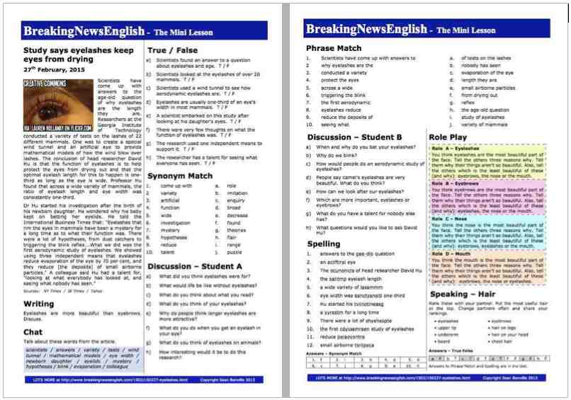 A 2-Page Mini-Lesson - Eyelashes