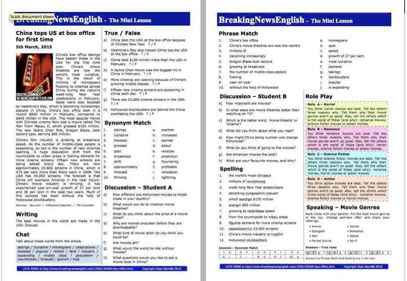 A 2-Page Mini-Lesson - Box Office