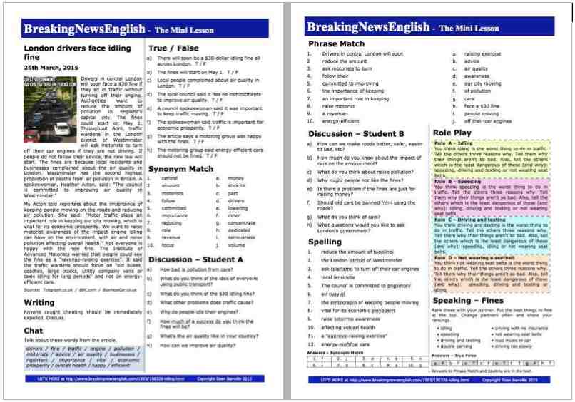 A 2-Page Mini-Lesson - Idling Fine