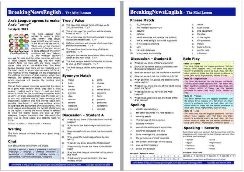 A 2-Page Mini-Lesson - Arab League