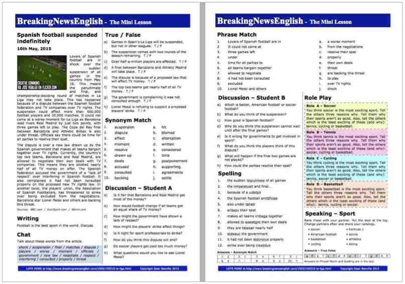 A 2-Page Mini-Lesson - La Liga