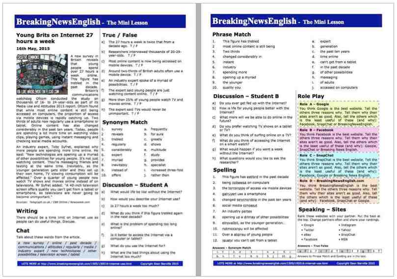 A 2-Page Mini-Lesson - The Internet