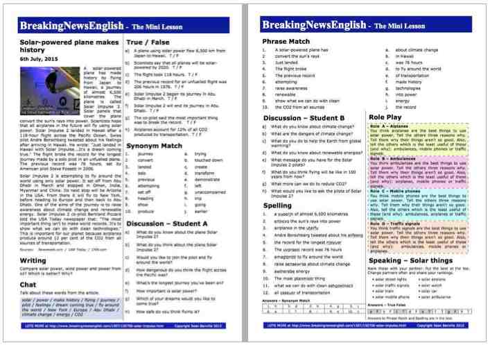 A 2-Page Mini-Lesson - Solar Impulse 2