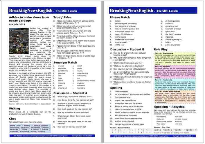 A 2-Page Mini-Lesson - Recycling