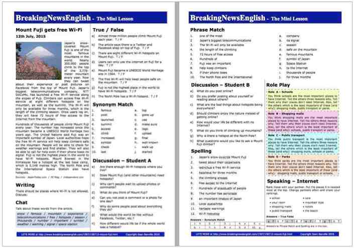 A 2-Page Mini-Lesson - Mount Fuji Wi-Fi