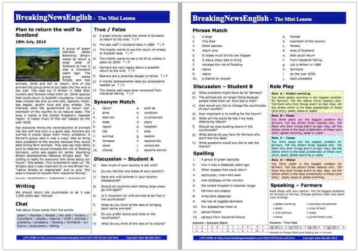 A 2-Page Mini-Lesson - Re-wilding Britain