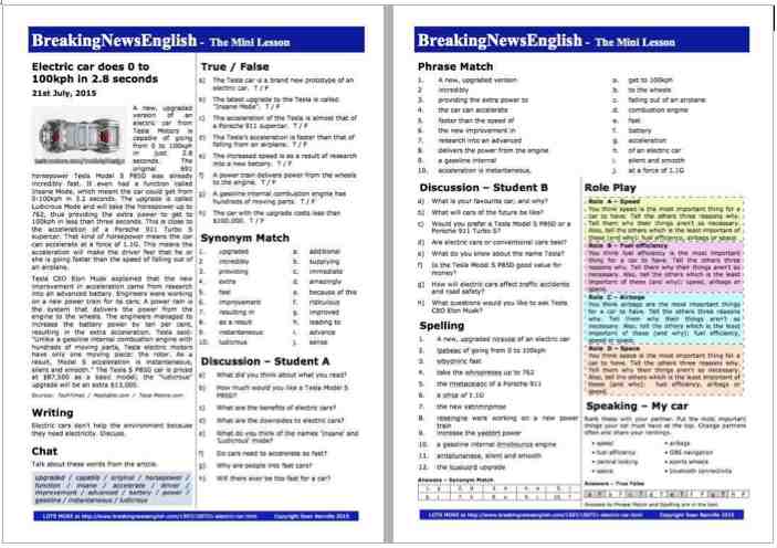 A 2-Page Mini-Lesson - Electric Car