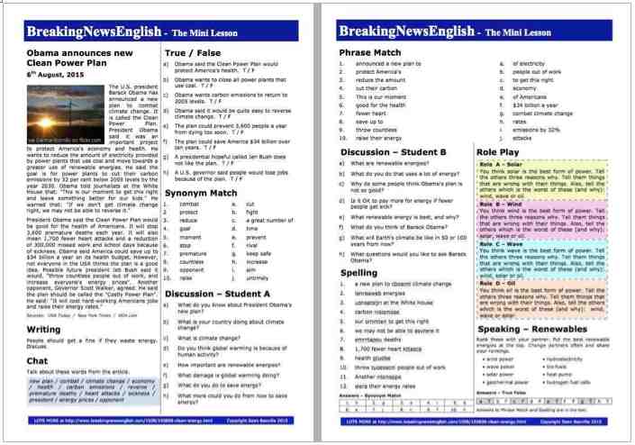 A 2-Page Mini-Lesson - Clean Energy