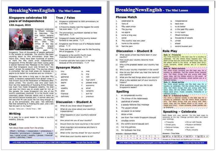 A 2-Page Mini-Lesson - Singapore