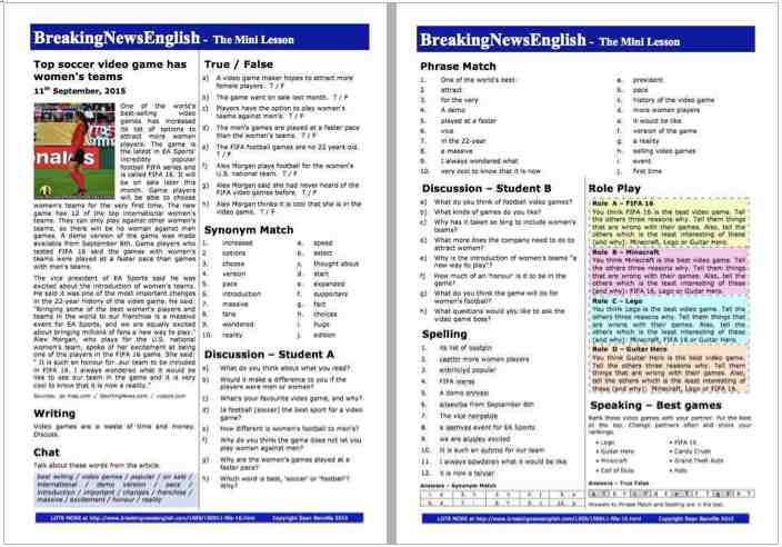 A 2-Page Mini-Lesson - FIFA 16