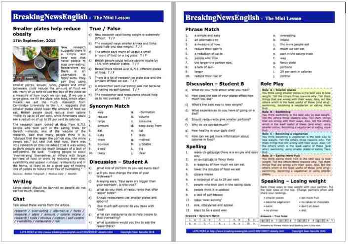 A 2-Page Mini-Lesson - Obesity