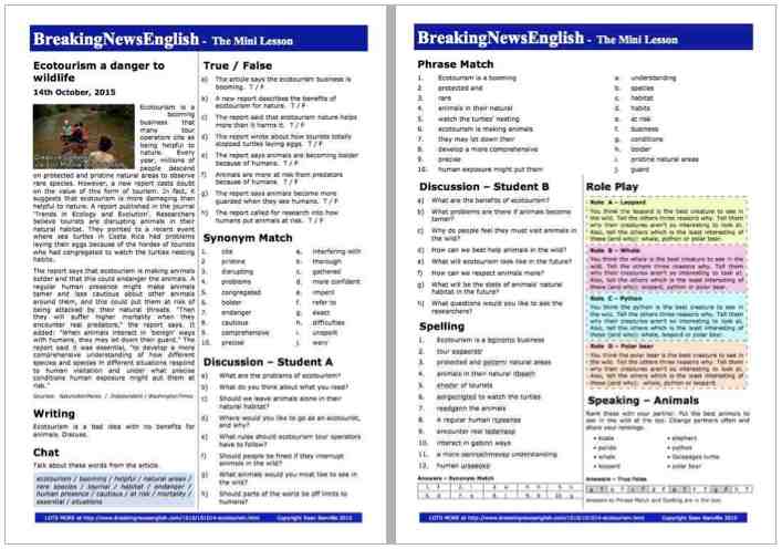 A 2-Page Mini-Lesson - Ecotourism