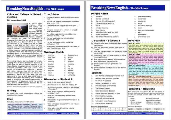 A 2-Page Mini-Lesson - China and Taiwan