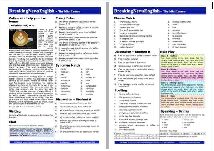 A 2-Page Mini-Lesson - coffee